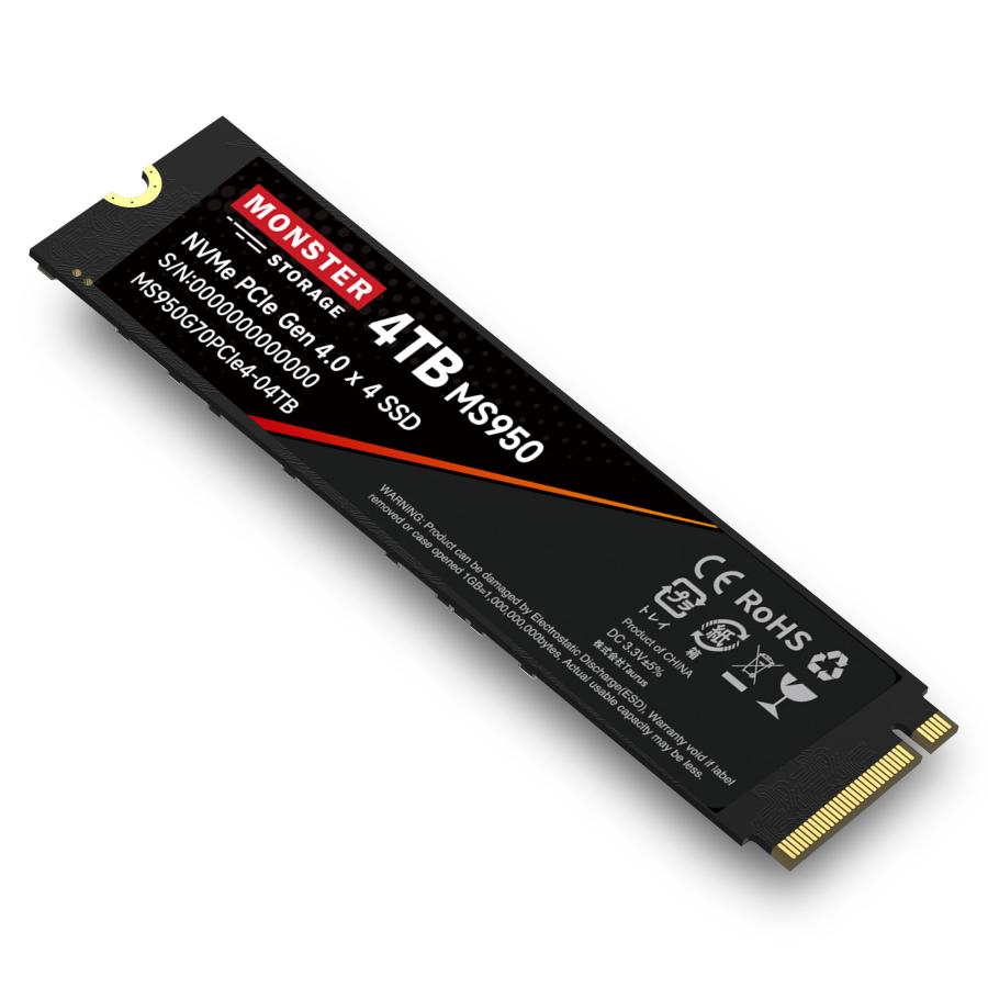 Monster Storage 4TB NVMe SSD PCIe Gen 4×4 最大読込: 7,100MB/s 最大書き:6,400MB/s PS5確認済み M.2 Type 2280 内蔵 SSD 3D TLC MS950G75PCIe4-04TB Monster Storage 4TB NVMe SSD PCIe Gen 4×4 最大読込: 7,100MB/s 最大書き:6,400MB/s PS5確認済み M.2 Type 2280 内蔵 SSD 3D TLC MS950G75PCIe4-04TB
