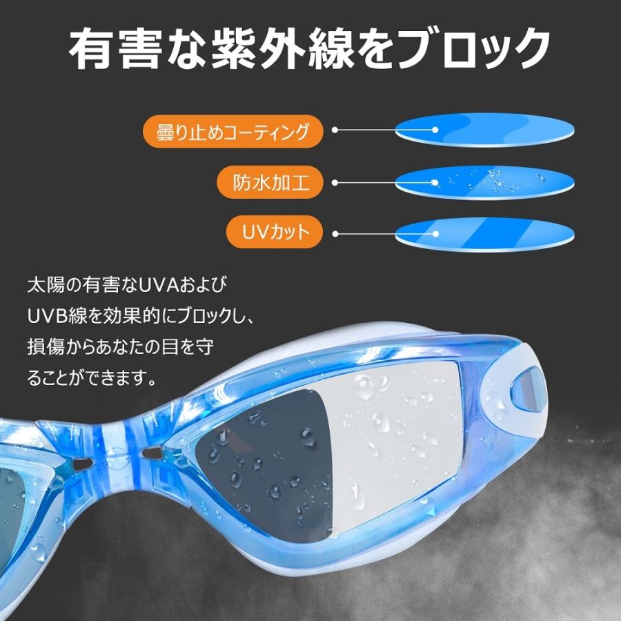 割引クーポンあり+P5倍 スイミングゴーグル 度付き ゴーグル 水泳 くもり止め スイムゴーグル UVカット 大人 子供 広い視野 近視用 度付きレンズ 送料無料 | ブランド登録なし | 05