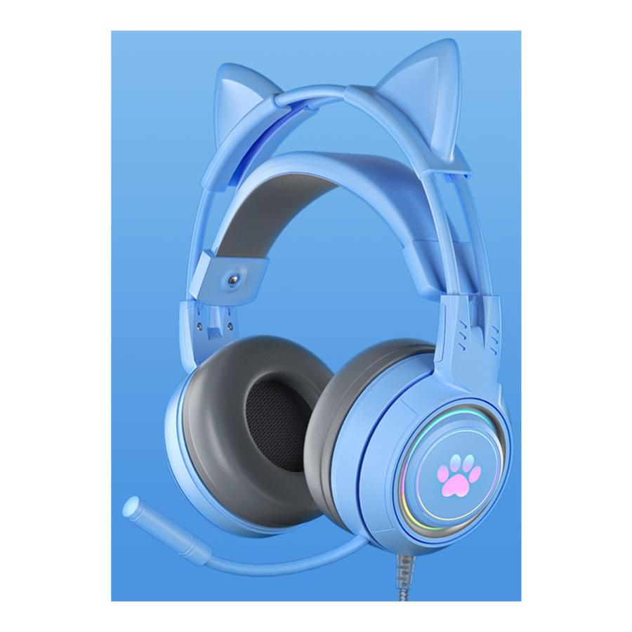 ヘッドホン セット プレゼント マイク付き 可愛い ゲーミングヘッドセット 高音質 重低音 猫耳付き