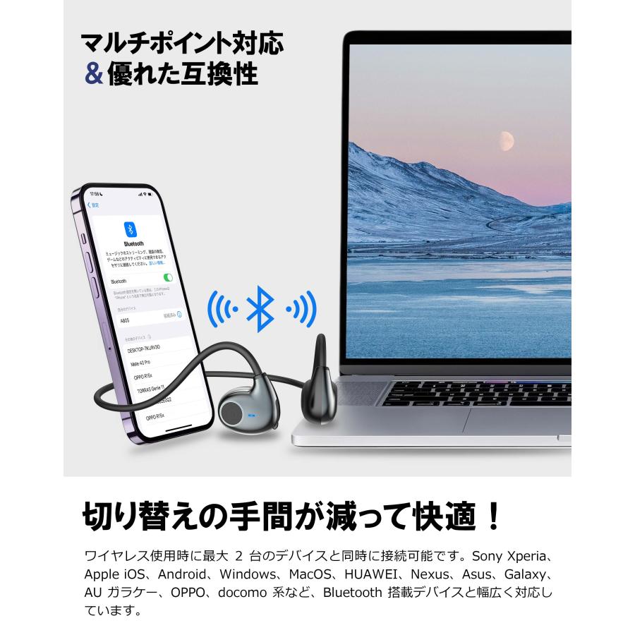 超軽量13g オープンイヤーイヤホン 空気伝導 耳を塞がないイヤホン