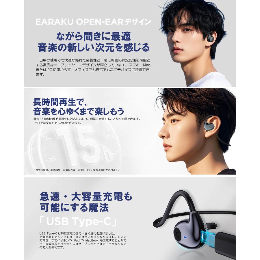 超軽量13g オープンイヤーイヤホン 空気伝導 耳を塞がないイヤホン