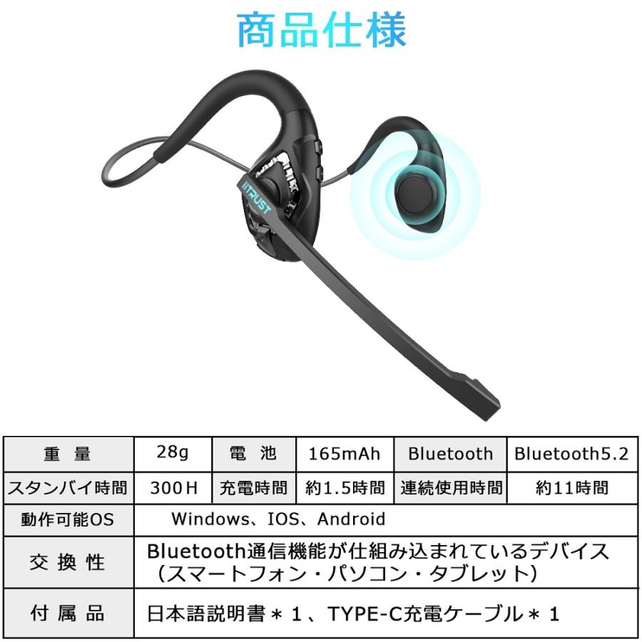 bluetooth ヘッドセット マイク付き ワイヤレス イヤホン ヘッドセット マイク付き Bluetooth5.2 耳掛け Type-C Zoomに対応｜bestmatch｜14