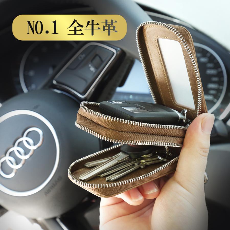 キーケース 牛革 ダブルポケット メンズ スマートキー おしゃれ コンパクト プレゼント ペア ダブル 鍵 スズキ ダイハツ