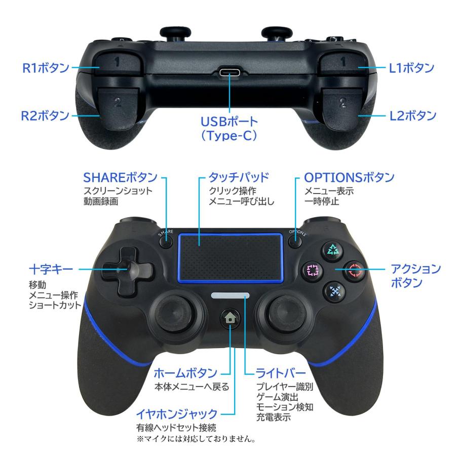 ZOD PS4 ワイヤレスコントローラー 互換性 互換品 PS4 コントローラー ワイヤレス Bluetooth タッチパッド 加速度