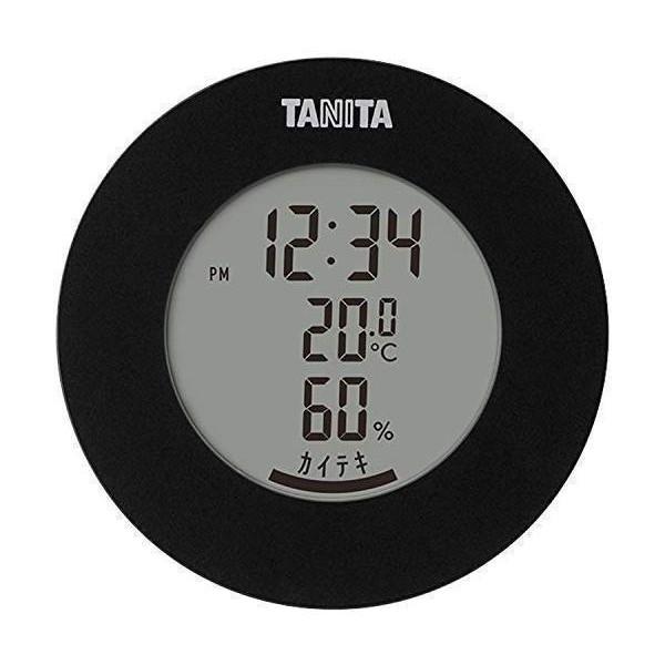 タニタ TT-585 BK ブラック 温湿度計 温度 湿度 デジタル 時計付き 卓上 マグネット TANITA