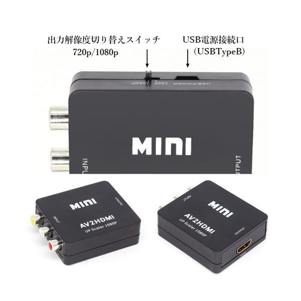 RCA to HDMI 変換コンバーター AV to HDMI 変換器 3色ピン 赤 黄 白 音声転送 アナログ 1080P FullHD ((S｜bestone1｜04