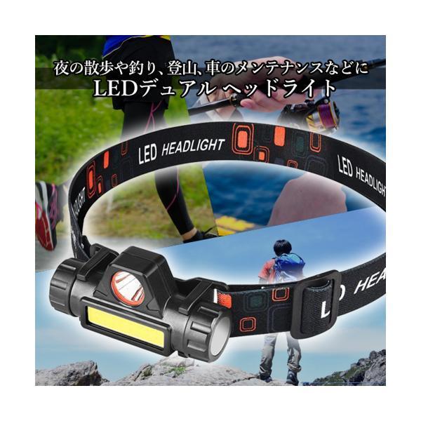 LEDデュアル ヘッドライト 光源 USB 充電式 高輝度 モード 懐中電灯 集光 散光切替 点灯 IPX6防水 ((S｜bestone1｜02