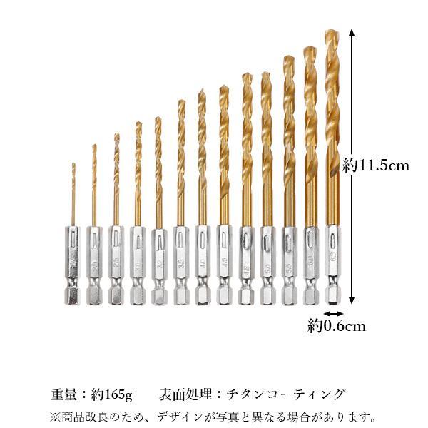 ドリルビット 穴あけ 13本セット DIY 六角軸 インパクトドライバー