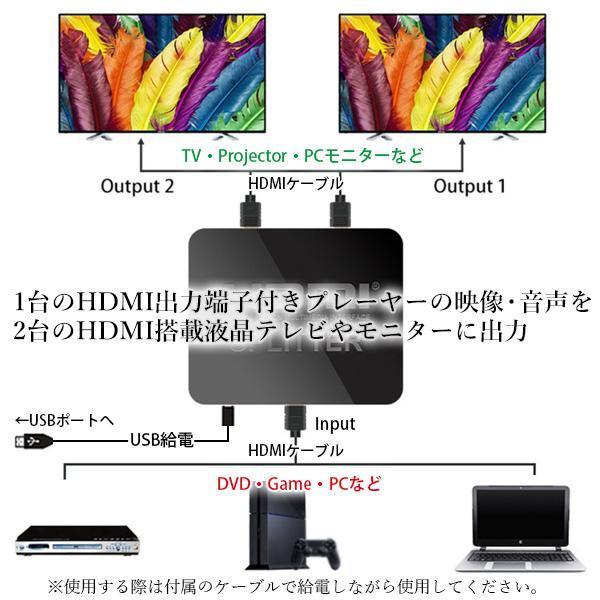 HDMI 分配器 1入力2出力 高画質 同時出力 スプリッター 3D映像対応 ドライバー不要 ミニポータブル式 ((S｜bestone1｜03
