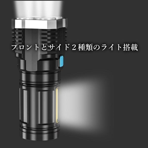 懐中電灯 強力照射 ハンディライト 作業灯 USB充電式 防水 マルチ フラッシュライト 釣り 緊急 災害 ライト LED 停電 ((S | ブランド登録なし | 02