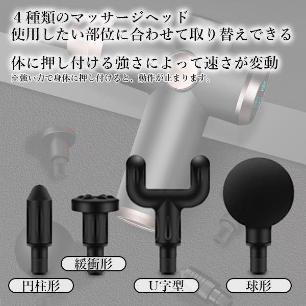 筋膜リリース ガン 液晶付き マッサージガン グレー 電動 USB充電 軽量