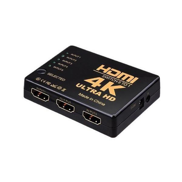 HDMI セレクター 5入力1出力 4K 2K FHD対応 3D映像対応 分配器 切替器 リモコン付き USB給電ケーブル ((S の商品画像