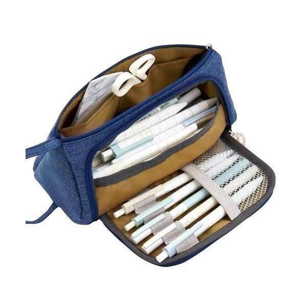 2個セット ペンケース おしゃれ 大容量 筆箱 化粧ポーチ シンプル 大きめ ネイビー 青 小物入れ かわいい ダブルファスナー ベストワン 通販 Paypayモール