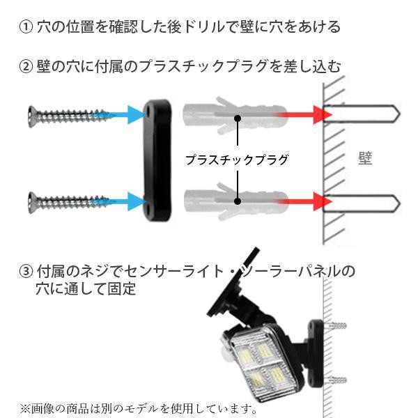2個セット ソーラーライト ソーラーセンサーライト パネル 分離型 3灯