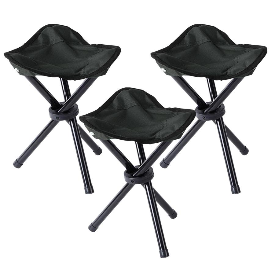 3個セット 椅子 折りたたみ 三脚 コンパクトチェア ブラック 軽量