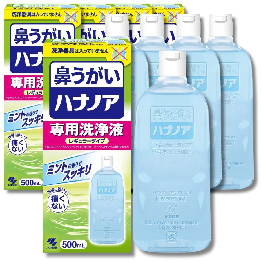 5個セット 小林製薬 ハナノア 専用洗浄液 レギュラータイプ 鼻うがい 500ml（Yahoo!・ベストワン）