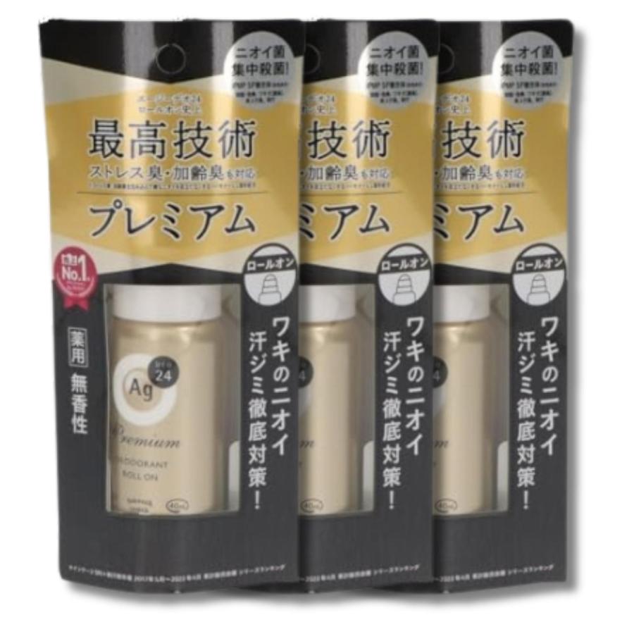 3個セット ファイントゥデイ エージーデオ24 プレミアムデオドラントロールオン 液体 無香性 40mL（Yahoo!・ベストワン）