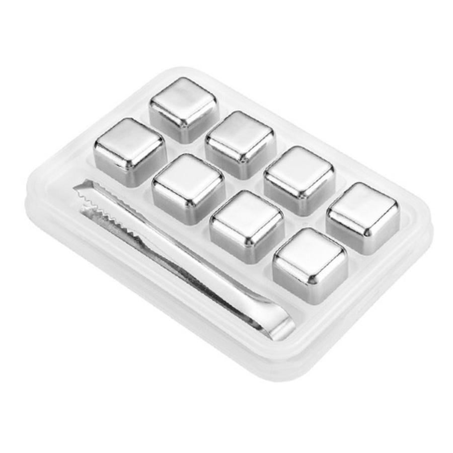 ステンレス氷 溶けない氷 アイスキューブ 8個入り 薄くならない 角氷 くり返し使用 保冷力 持続 エコ 経済的  ((S の商品画像