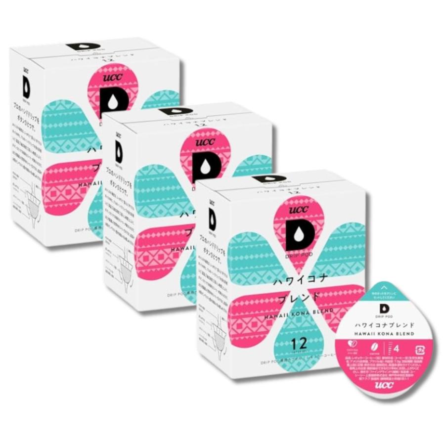 UCC 3個セット ドリップポッド ハワイコナブレンド 90g x 12個入 DRIP