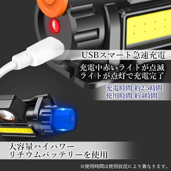 3個セット LEDデュアル ヘッドライト 光源 USB 充電式 高輝度 モード