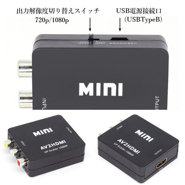 3個セット RCA to HDMI 変換コンバーター AV 変換器 3色ピン 赤