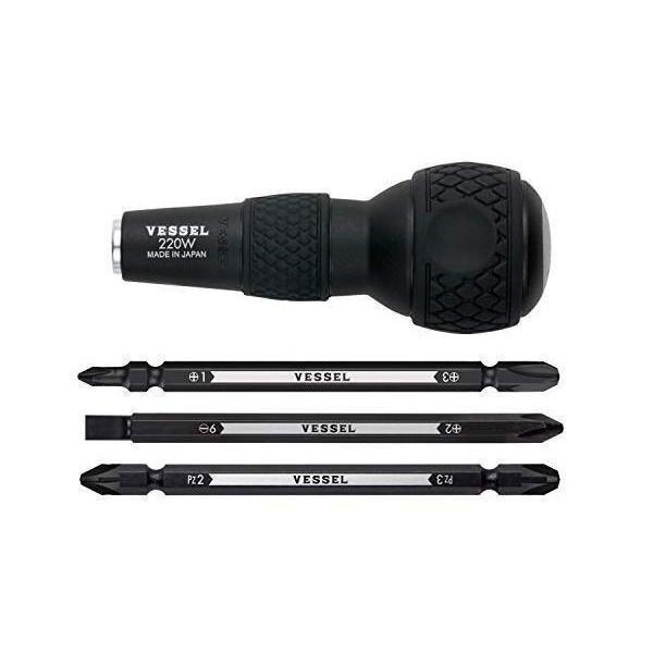 ベッセル 220W-3 ボールグリップ 差替ドライバーセット(プラス、マイナス、ポジドライブ ビット付) VESSEL の商品画像