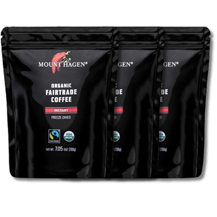 3個セット マウント ハーゲン インスタントコーヒー ジップバッグ 詰め替え用  200g オーガニック フェアトレード 有機栽培（Yahoo!・ベストワン）