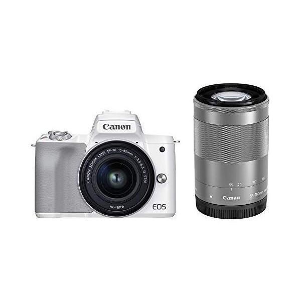 Canon ミラーレス一眼カメラ EOS Kiss M2 ダブルズームキット ホワイト 