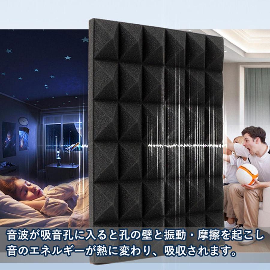 吸音材 吸音シート 防音壁材 ピラミッド型 30×30cm 6枚セット ウレタン