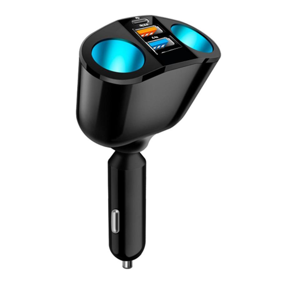 シガーソケット増設  車載充電器 2連シガーライターソケット PD急速充電 USB QC3.0ポート 12V/24V車兼用 電圧測定 ((S の商品画像