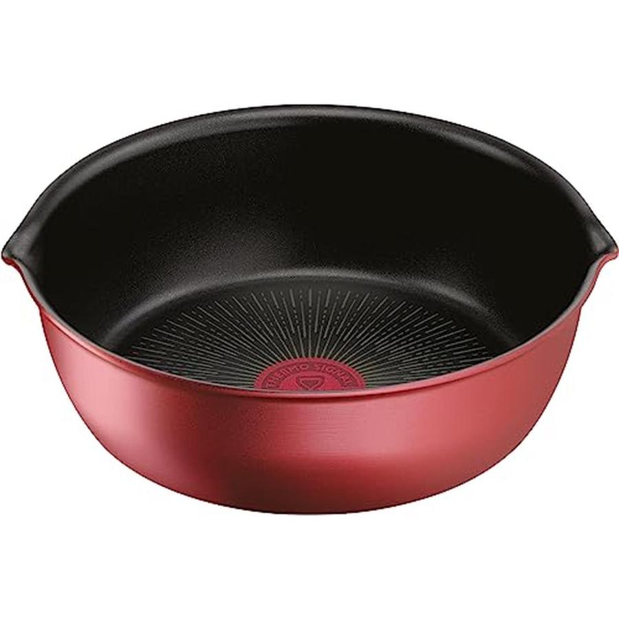 T-fal（ティファール） L38383 レッド 取っ手のとれる 炒め鍋 22cm 深