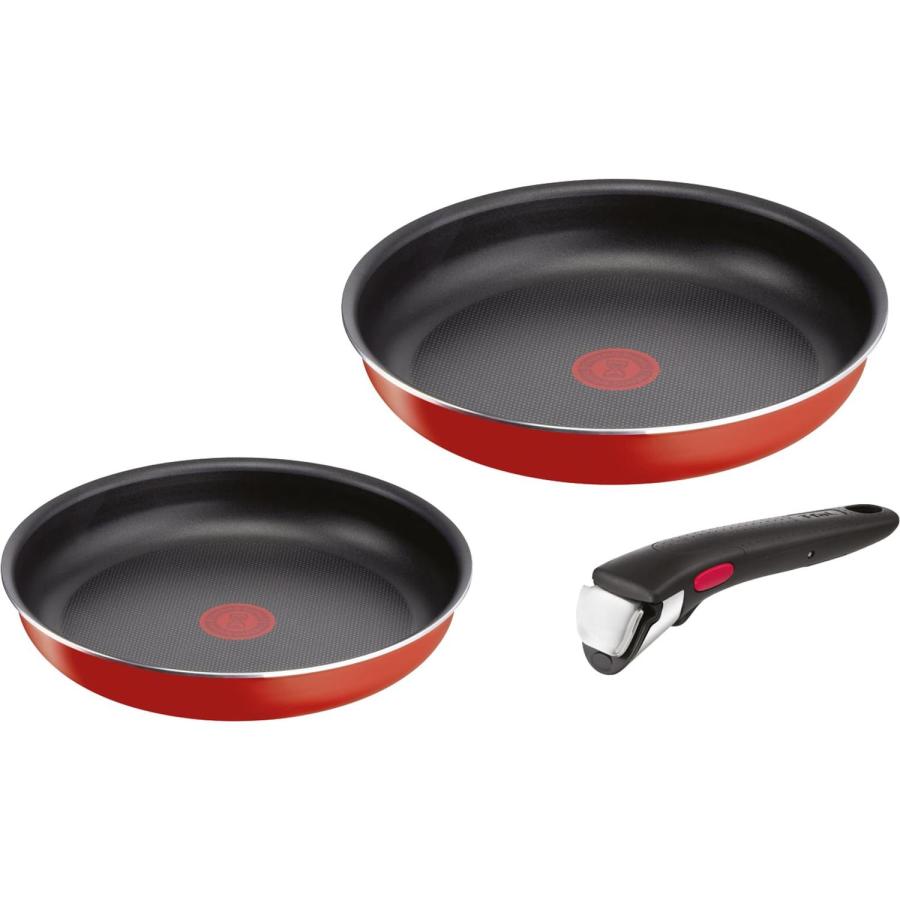 ティファール L15193 パプリカレッド インジニオ・ネオ 取っ手のとれる フライパン 3点セット ガス火専用 22cm 26cm T-fal