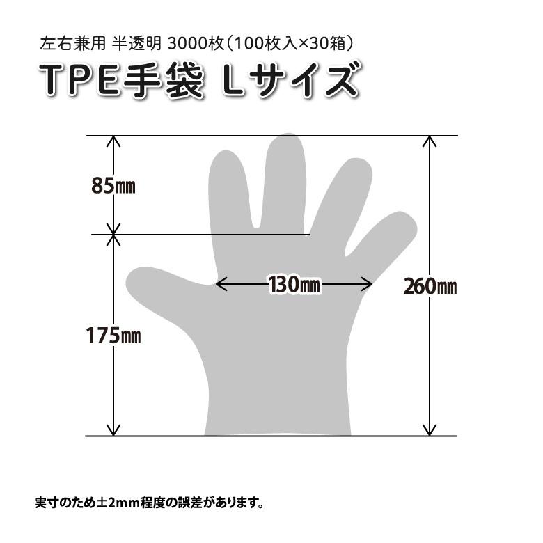 使い捨て 手袋 TPEグローブ Lサイズ 3000枚(100枚入×30箱