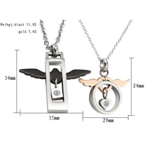 【並行輸入品】KATGIファッションチタン鋼カップル恋人向け天使の翼ペンダントネックレス(セットof 2 ) KATGI Fashion Tit