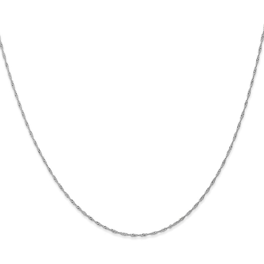 【並行輸入品】14K ホワイトゴールド 18インチ 1mm シンガポールチェーンネックレス ペンダントチャーム カード付き ファインジュエリー 女性への画像