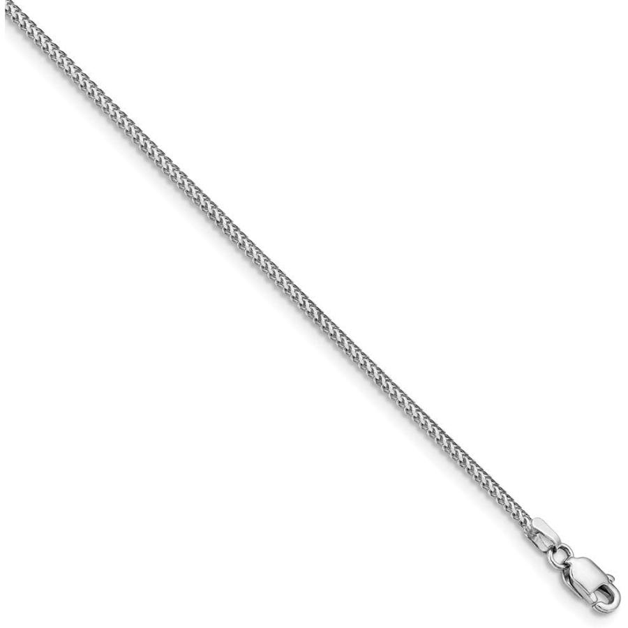 【並行輸入品】Iceカラット14 Kホワイトゴールド1 mmフランコブレスレットチェーン7インチFineジュエリーギフトセットレディースハートの画像