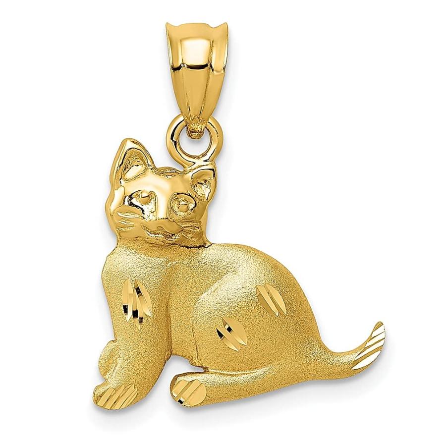 14K ゴールド 猫モチーフ チャーム 並行輸入品】14K イエローゴールド 猫 ネックレス チャーム ペンダント