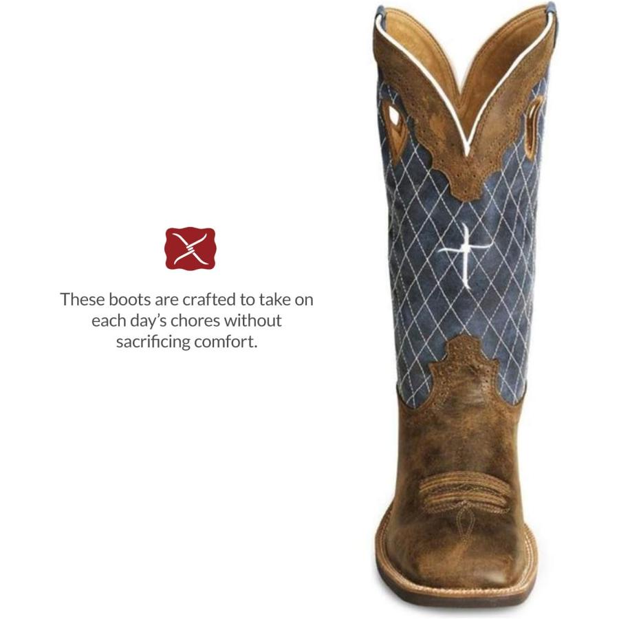 【並行輸入品】Twisted X メンズ Ruff Stock ウエスタンブーツ  ボンバー&ブルー  11.5 Wideの画像