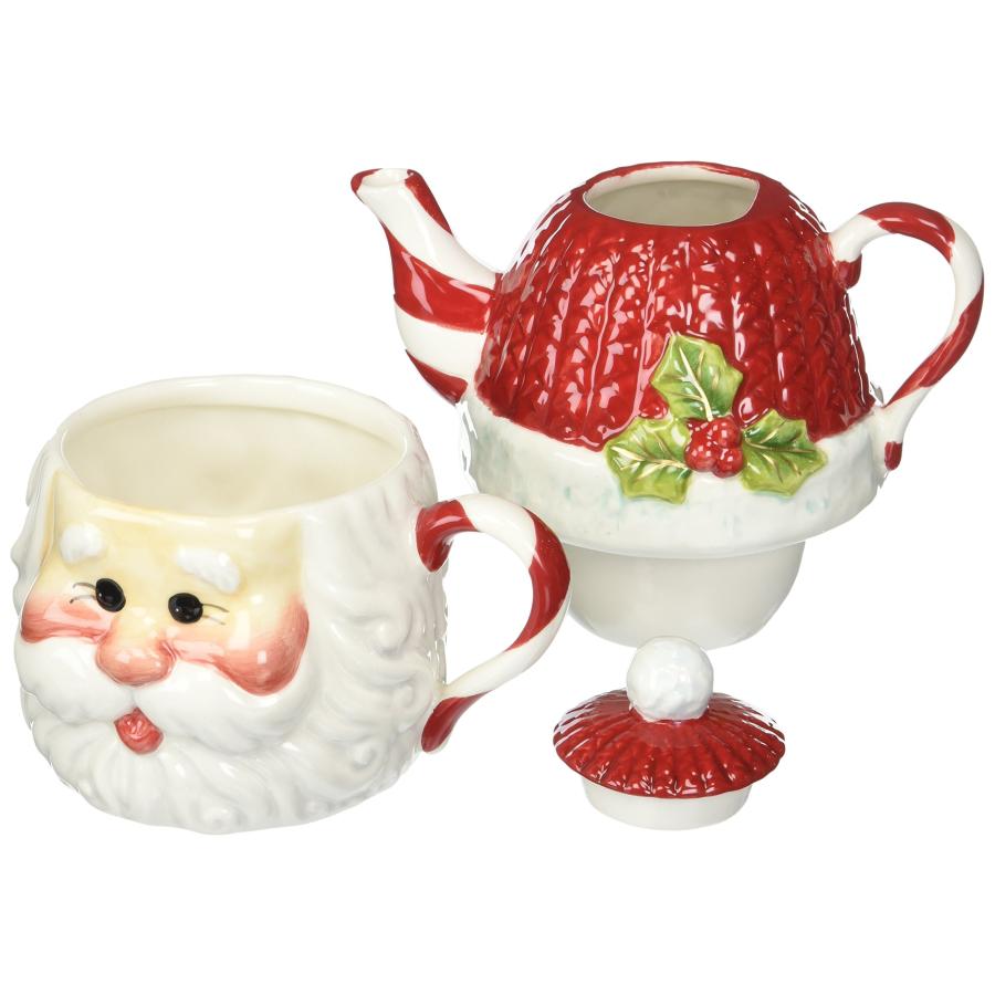 【並行輸入品】Cosmos Gifts 10639 Santa Tea for 1 Tea Set, 6 1/4 Inch Cosmos Gif_3