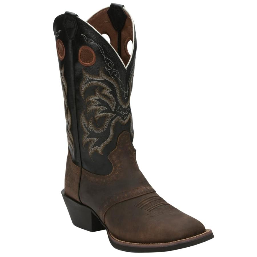 【並行輸入品】Justin メンズ Punchy Stampede カウボーイブーツ スクエアトゥ 12 ブラウン Justin Boots Mの画像