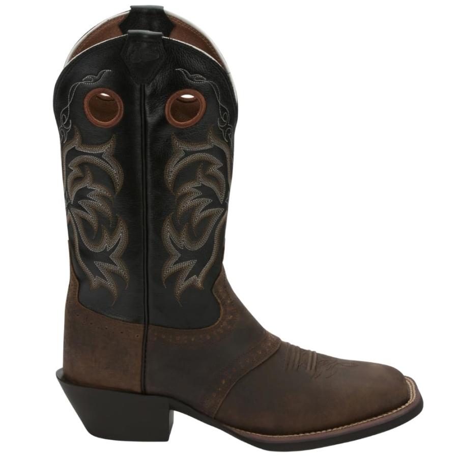 【並行輸入品】Justin メンズ Punchy Stampede カウボーイブーツ スクエアトゥ 12 ブラウン Justin Boots Mの画像