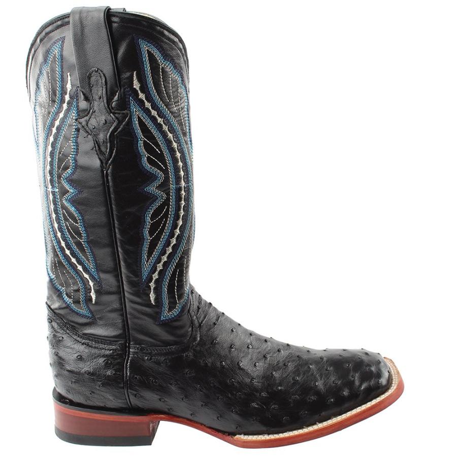 【並行輸入品】Ferrini メンズ フルクイル オーストリッチ ウエスタンブーツ US サイズ: 9.5 カラー: ブラック Ferriniの画像