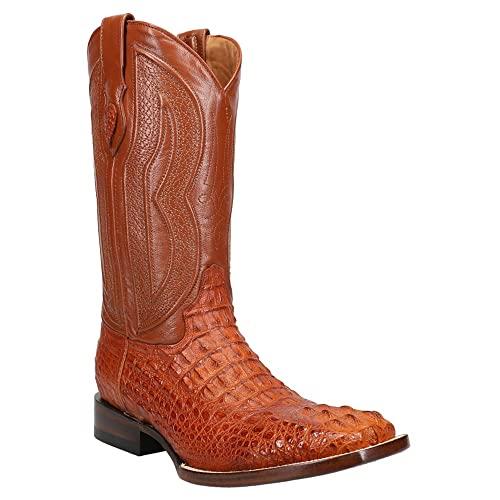 【並行輸入品】Ferrini メンズ カイマンテール ブルー 刺繍カウボーイブーツ スクエアトゥ コニャック 10.5 EE US Ferrinの画像