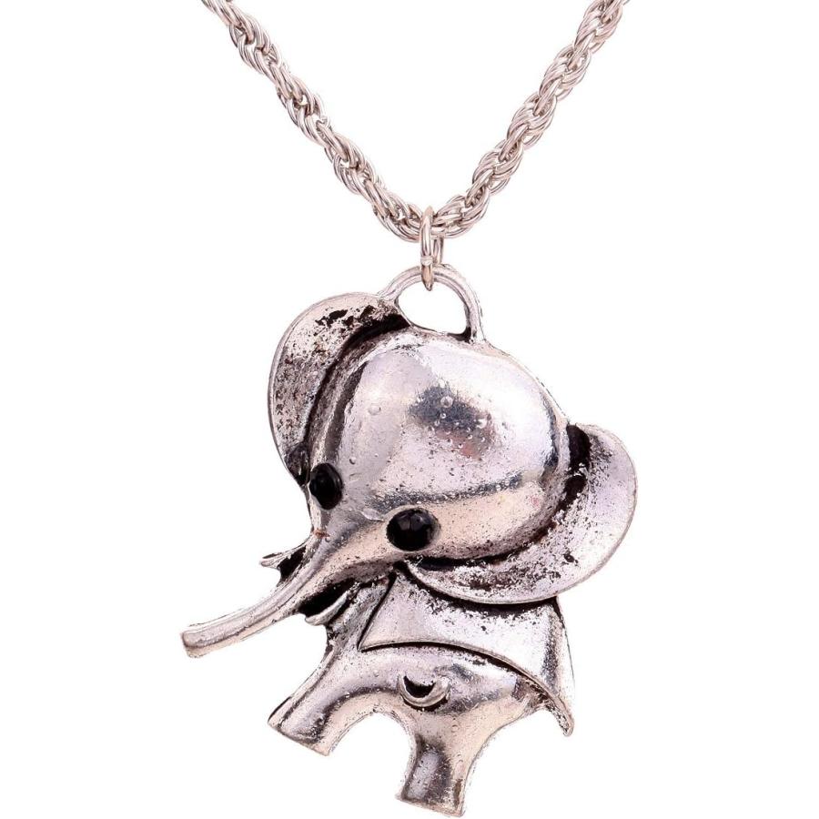 【並行輸入品】YAZILIND Cute Unique Little Elephant Black Crsytal Eye Pendant Neckl
