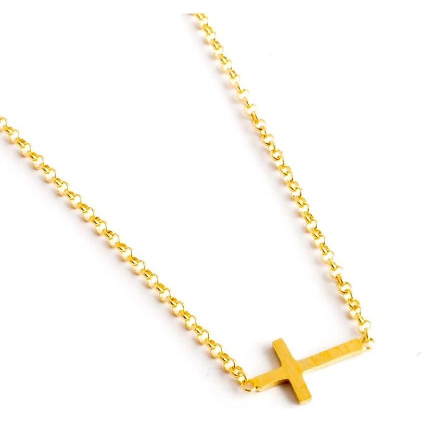 【並行輸入品】Dogeared Women's Cross Necklace - Gold Dipped Faith Sideways Cross Nの画像