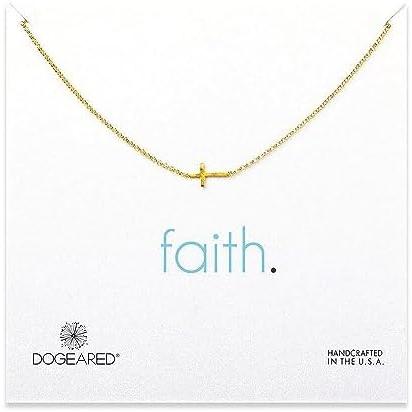 【並行輸入品】Dogeared Women's Cross Necklace - Gold Dipped Faith Sideways Cross Nの画像
