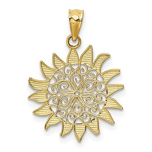 【並行輸入品】14K イエローゴールド フィリグリー 太陽ペンダント チャーム ネックレス 天体 ファインジュエリー 女性へのギフトに 14k_7