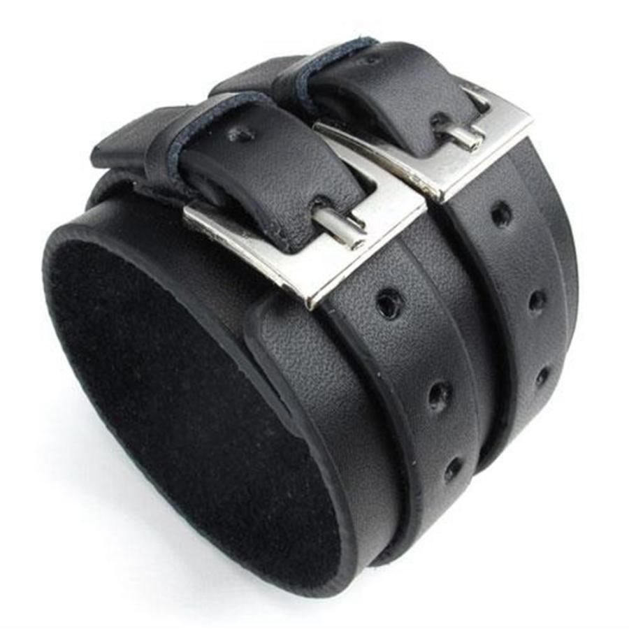 【並行輸入品】jonline24h Wide Genuineレザーメンズバングルカフブレスレット, Punkロック, Fits 7?"