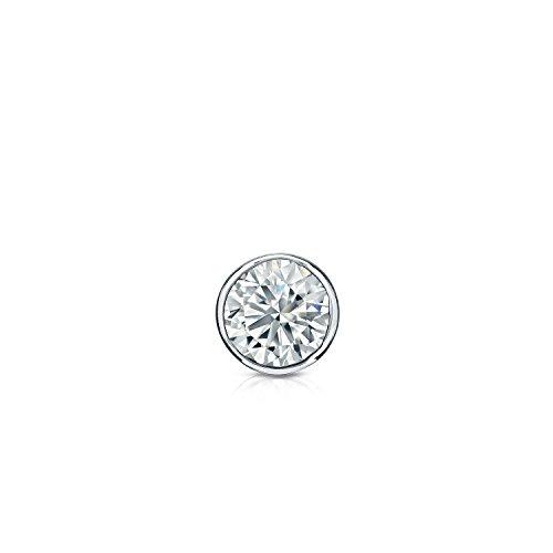 【並行輸入品】18?Kホワイトゴールドベゼルラウンドダイヤモンドシングルスタッドイヤリング(1?/8?cttw, G   H、si1?  si2の画像