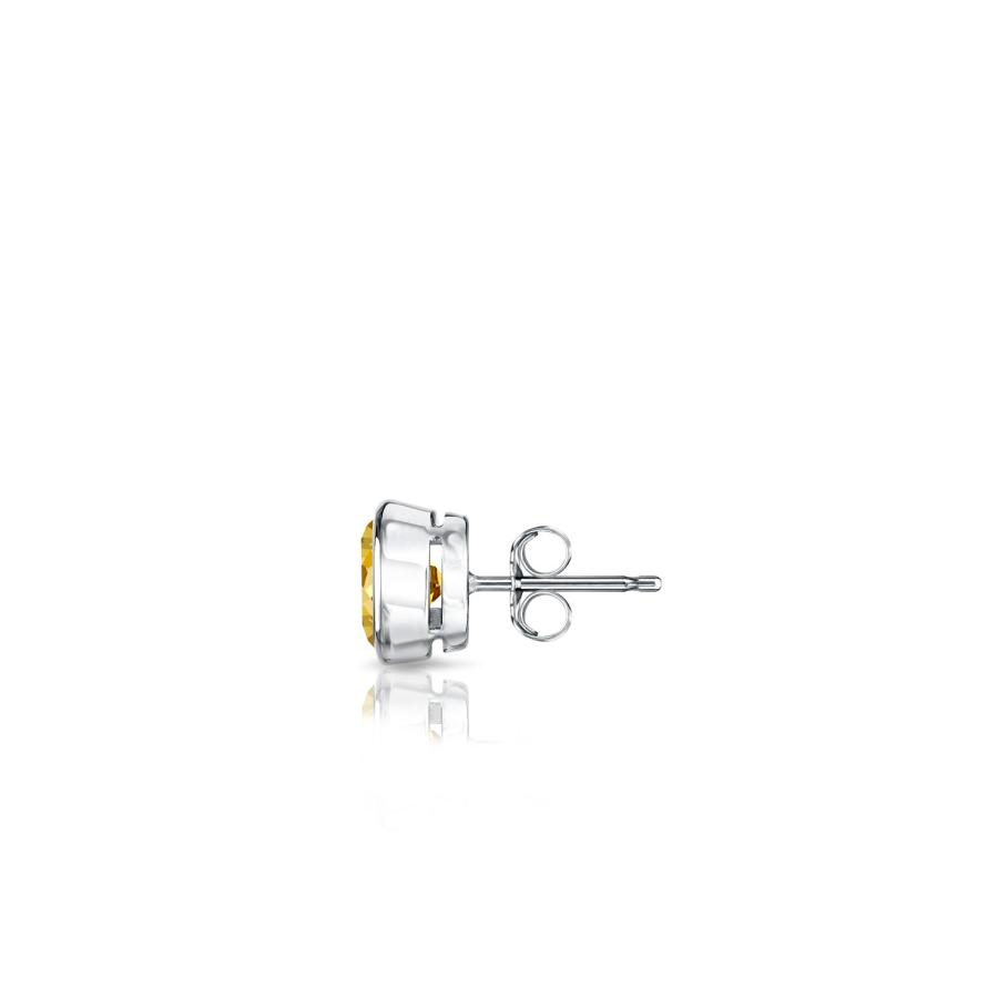 【並行輸入品】Diamond Wish 14k White Gold Round SINGLE STUD Yellow Diamond Earの画像